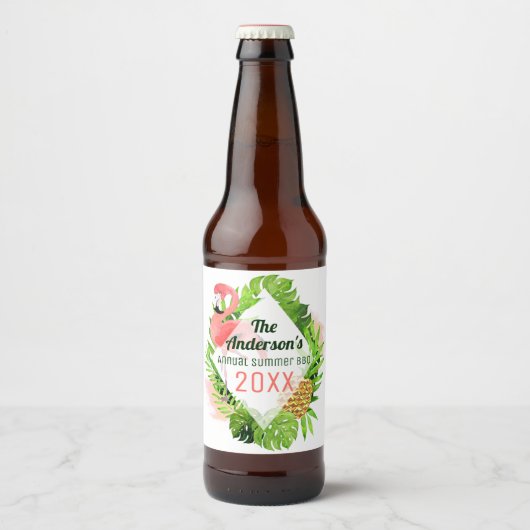 Jaarlijkse Zomer BBQ Tropisch Bier Etiket (Voorkant)