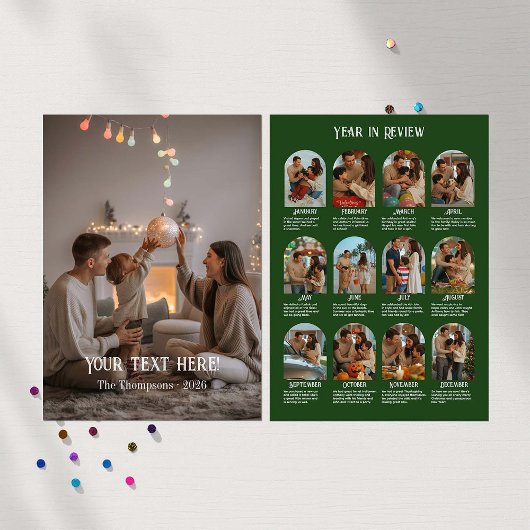 Jaaroverzicht 12 Foto Familie Feestdagenkaart