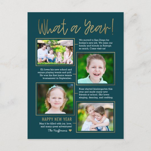 Jaaroverzicht Bewerkbare Kleur Nieuwjaarskaart Feestdagenkaart (Voorkant)