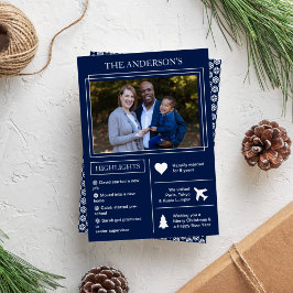 Jaaroverzicht | Blauwe kerst infographic Feestdagenkaart