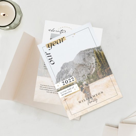 Jaaroverzicht Familie Foto's Jaar Vol Met Geheugen Feestdagenkaart