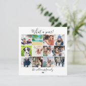 Jaaroverzicht Fotocollage Wat een jaar Feestdagenkaart (Staand voorkant)