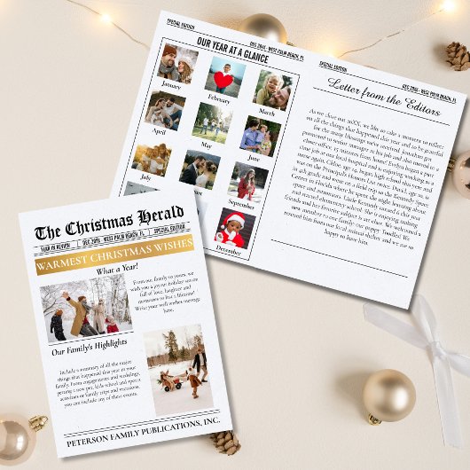 Jaaroverzicht Kerst Krant Multi Foto Feestdagen Kaart
