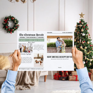 Jaaroverzicht Kerst Krant Multi Foto Feestdagen Kaart