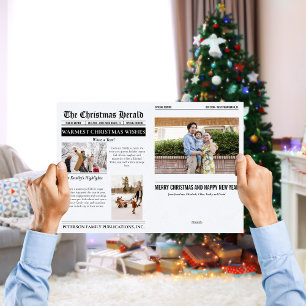 Jaaroverzicht Kerst Krant Multi Foto Feestdagen Kaart