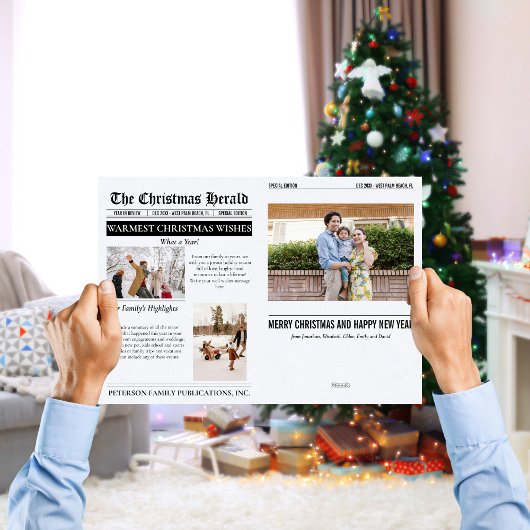 Jaaroverzicht Kerst Krant Multi Foto Feestdagen Kaart