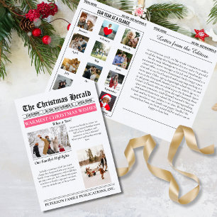 Jaaroverzicht Kerst Krant Multi Foto Feestdagen Kaart