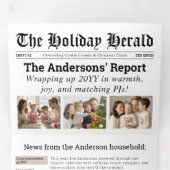 Jaaroverzicht Krant Nieuws Familie Foto's Drieluik Wenskaart (Binnenzijde eerst)