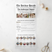 Jaaroverzicht Krantennieuws Familie Foto's Drieluik Wenskaart (Binnen)