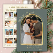 Jaaroverzicht Moderne Arch Foto Collage Groen Feestdagenkaart
