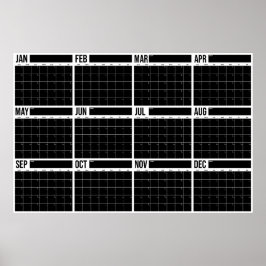 Jaaroverzicht Ongedateerde Minimalistische Wandkal Poster