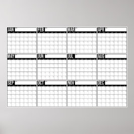 Jaaroverzicht Ongedateerde Minimalistische Wandkal Poster