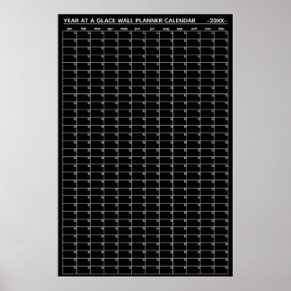 Jaaroverzicht op een muurplannerkalender zonder da poster