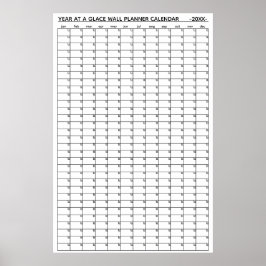 Jaaroverzicht op een muurplannerkalender zonder da poster