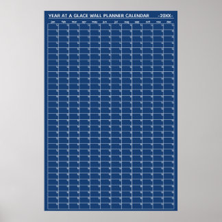 Jaaroverzicht op een muurplannerkalender zonder da poster