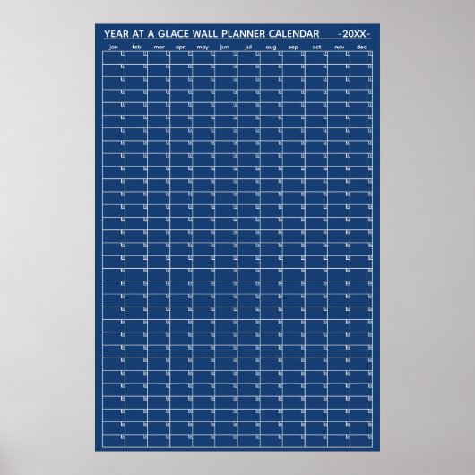 Jaaroverzicht op een muurplannerkalender zonder da poster (Voorkant)