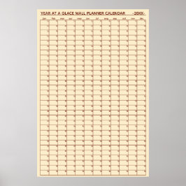 Jaaroverzicht op een muurplannerkalender zonder da poster
