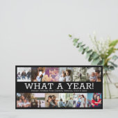 Jaaroverzicht Twaalf Foto Persoonlijke Kerstmis Feestdagenkaart (Staand voorkant)