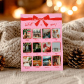 Jaaroverzicht Wat een jaar Roze Rood Foto Collage Feestdagenkaart