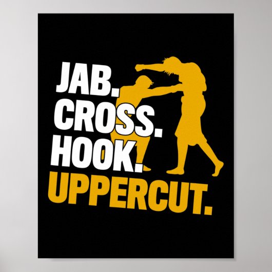 Jab Cross Hook Uppercut Boksen Kickboksen Cadeau Poster (Voorkant)