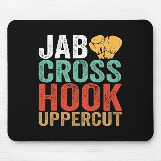 Jab Cross Hook Uppercut Bokser Workout Grappig Kic Muismat (Voorkant)