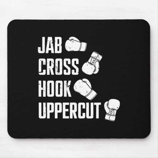 Jab Cross Hook Uppercut Bokser Workout Kickboksen Muismat (Voorkant)