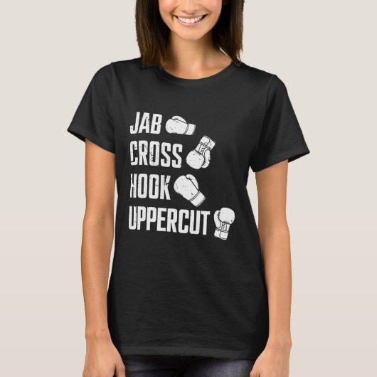 Jab Cross Hook Uppercut Bokser Workout Kickboksen T-shirt (Voorkant)