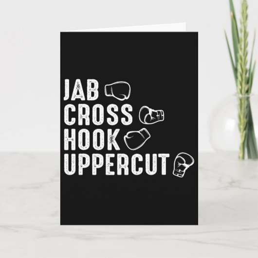 Jab Cross Hook Uppercut Bokshandschoenen Boxer Kaart (Voorkant)