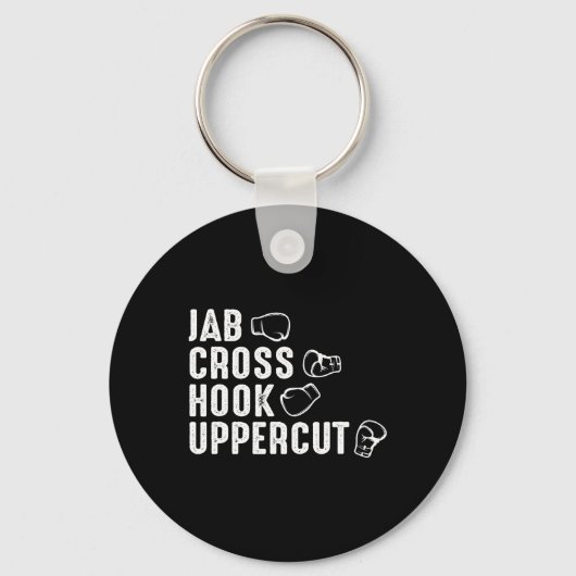 Jab Cross Hook Uppercut Bokshandschoenen Boxer Sleutelhanger (Voorkant)