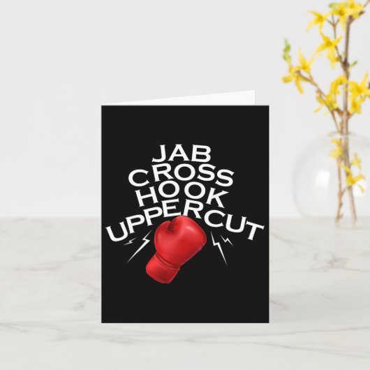 Jab Cross Hook Uppercut Boxer Funny Boxing Trainin Kaart (Gele Bloem)