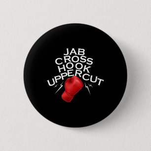 Jab Cross Hook Uppercut Boxer Funny Boxing Trainin Ronde Button 5,7 Cm