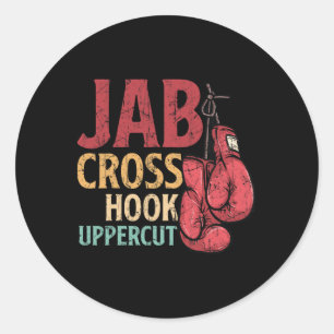 Jab Cross Hook Uppercut Boxer Werk Kickboksen Meis Ronde Sticker
