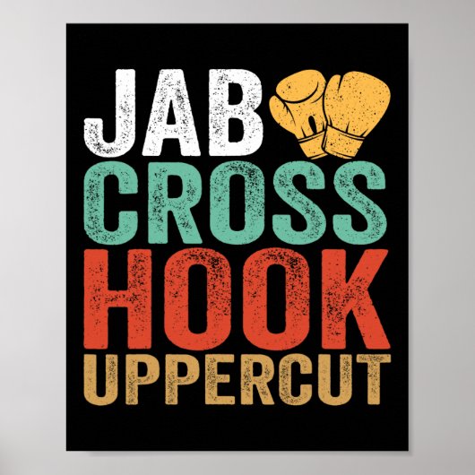 Jab Cross Hook Uppercut Boxer Workout Grappige Kic Poster (Voorkant)