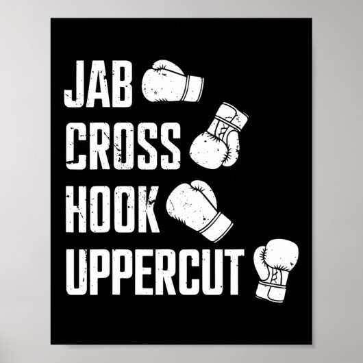 Jab Cross Hook Uppercut Boxer Workout Kickboksen Poster (Voorkant)