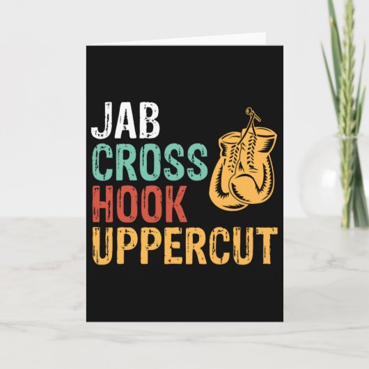 Jab Cross Hook Uppercut Boxer Workout Mannen Vrouw Kaart (Voorkant)