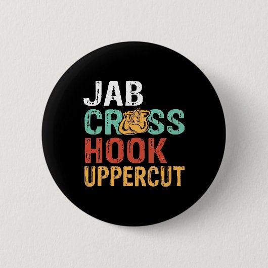 Jab Cross Hook Uppercut Boxer Workout Mannen Vrouw Ronde Button 5,7 Cm (Voorkant)