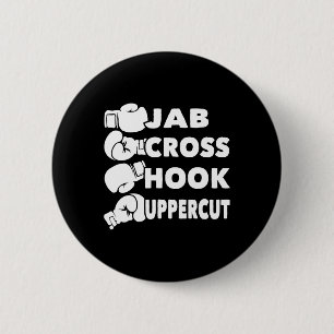 Jab Cross Hook Uppercut - Boxing Lover Gym Boxer K Ronde Button 5,7 Cm