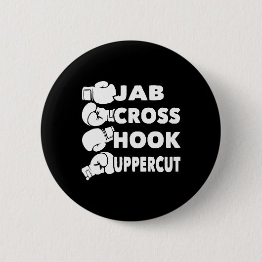Jab Cross Hook Uppercut - Boxing Lover Gym Boxer K Ronde Button 5,7 Cm (Voorkant)