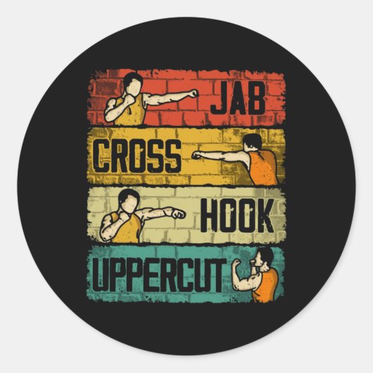 Jab Cross Hook Uppercut Boxing Ronde Sticker (Voorkant)