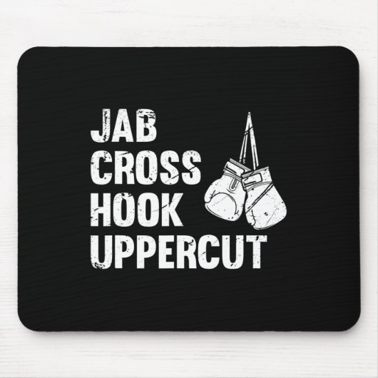 Jab Cross Hook Uppercut Boxing vechttechniek Muismat (Voorkant)