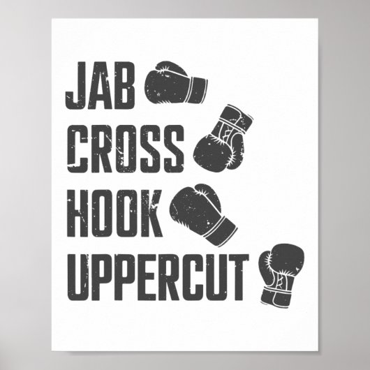 Jab Cross Hook Uppercut Funny Boxing Coach Trainin Poster (Voorkant)