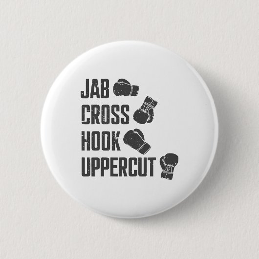 Jab Cross Hook Uppercut Grappige Bokstrainer Train Ronde Button 5,7 Cm (Voorkant)