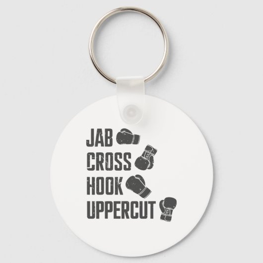Jab Cross Hook Uppercut Grappige Bokstraner Sleutelhanger (Voorkant)