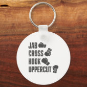Jab Cross Hook Uppercut Grappige Bokstraner Sleutelhanger (Voorkant)