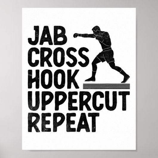 Jab Cross Hook Uppercut Repeat Boxer Sports Athlet Poster (Voorkant)