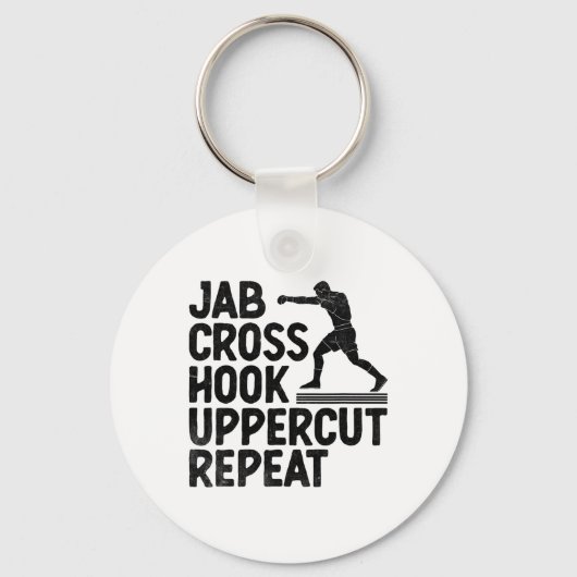 Jab Cross Hook Uppercut Repeat Boxer Sports Athlet Sleutelhanger (Voorkant)