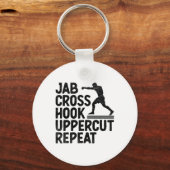 Jab Cross Hook Uppercut Repeat Boxer Sports Athlet Sleutelhanger (Voorkant)