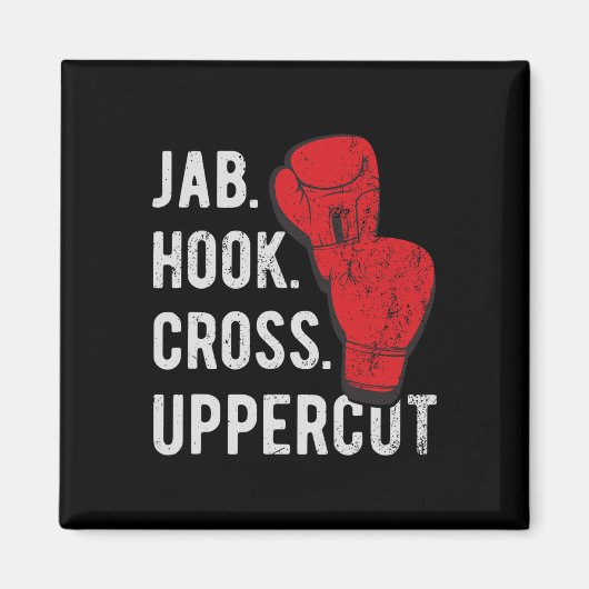 Jab, Hook, Cross, Uppercut - Kickboksen en Boksen Magneet (Voorkant)
