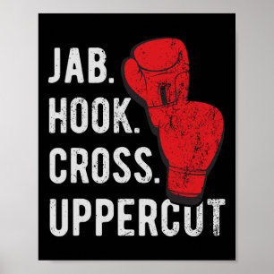 Jab, Hook, Cross, Uppercut - Kickboksen en Boksen Poster