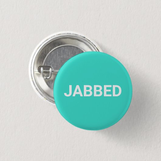 Jabbed turquoise white Vaccinated pin button (Voorkant /achterkant)